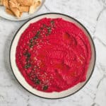 Beetroot Hummus with pita chips