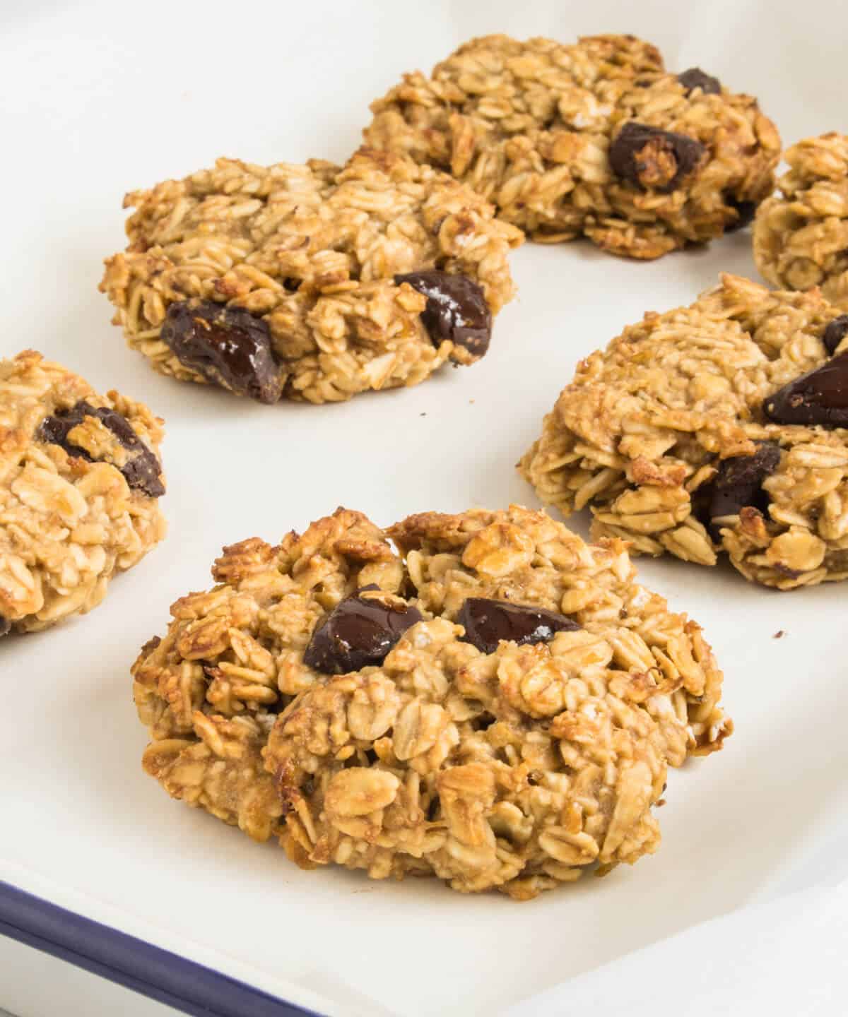 4 Ingredients cookies on an oven tray side shot