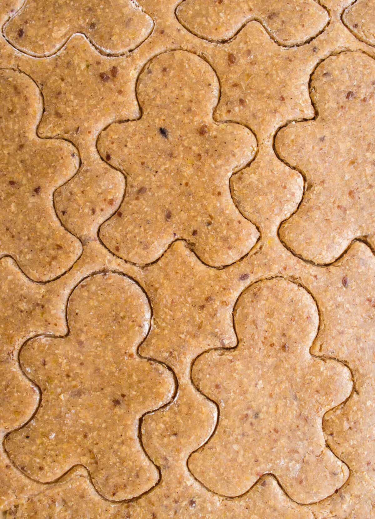 Gingerbread dough cut in shape 