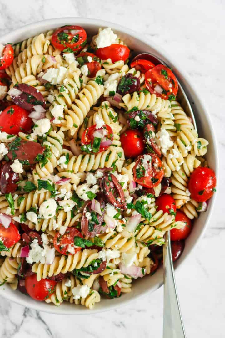 Mediterranean Pasta Salad - Cooking With Ayeh