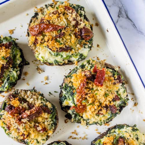 Stuffed Mushrooms on a baking tray