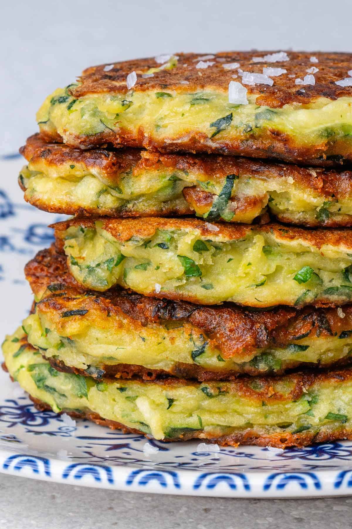 Close up of stack of zucchini fritters