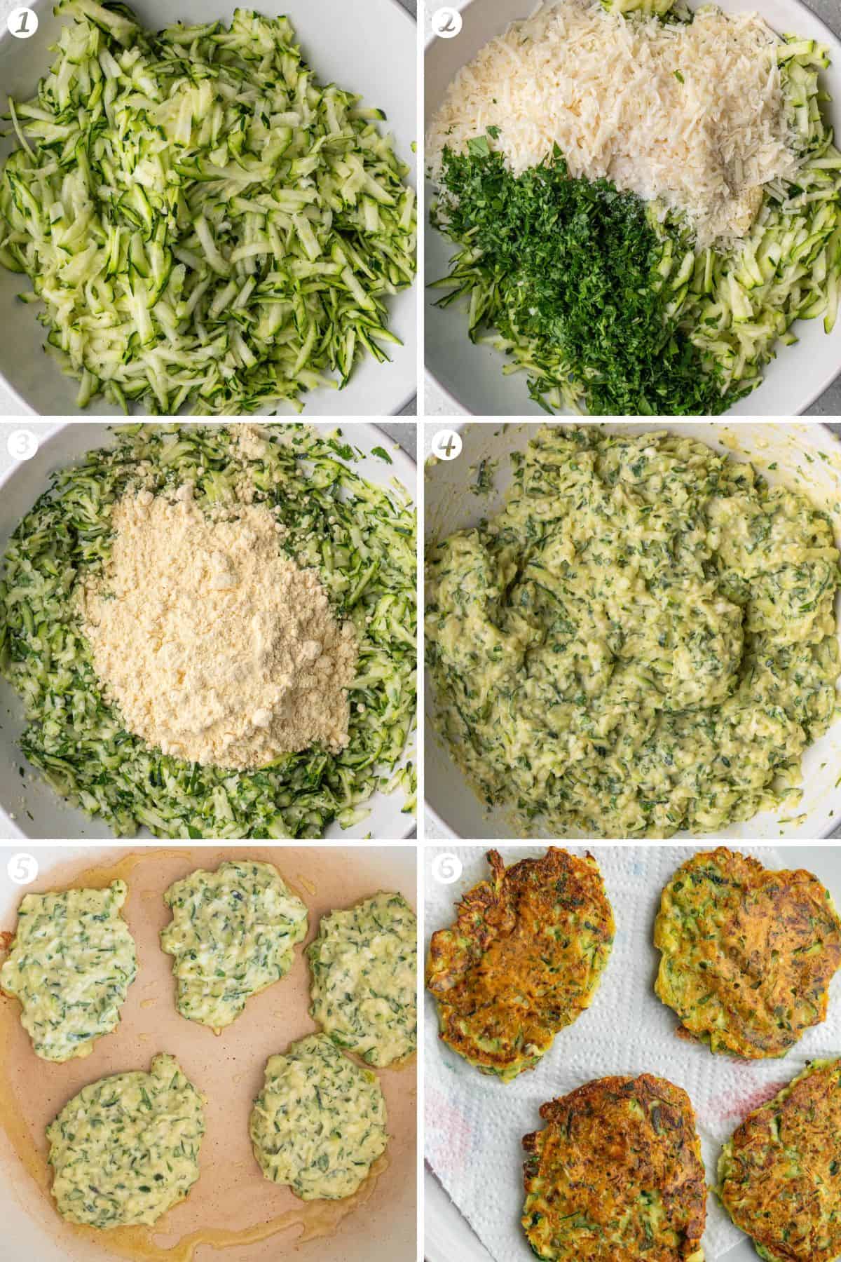 Steps on how to make zucchini fritters