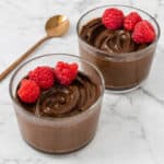 Chocolate Avocado Mousse topped with raspberries