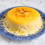 Persian Rice with Crispy Tahdig served on a platter