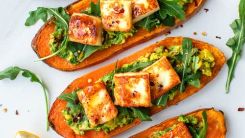 Smashed avo on sweet potato toast