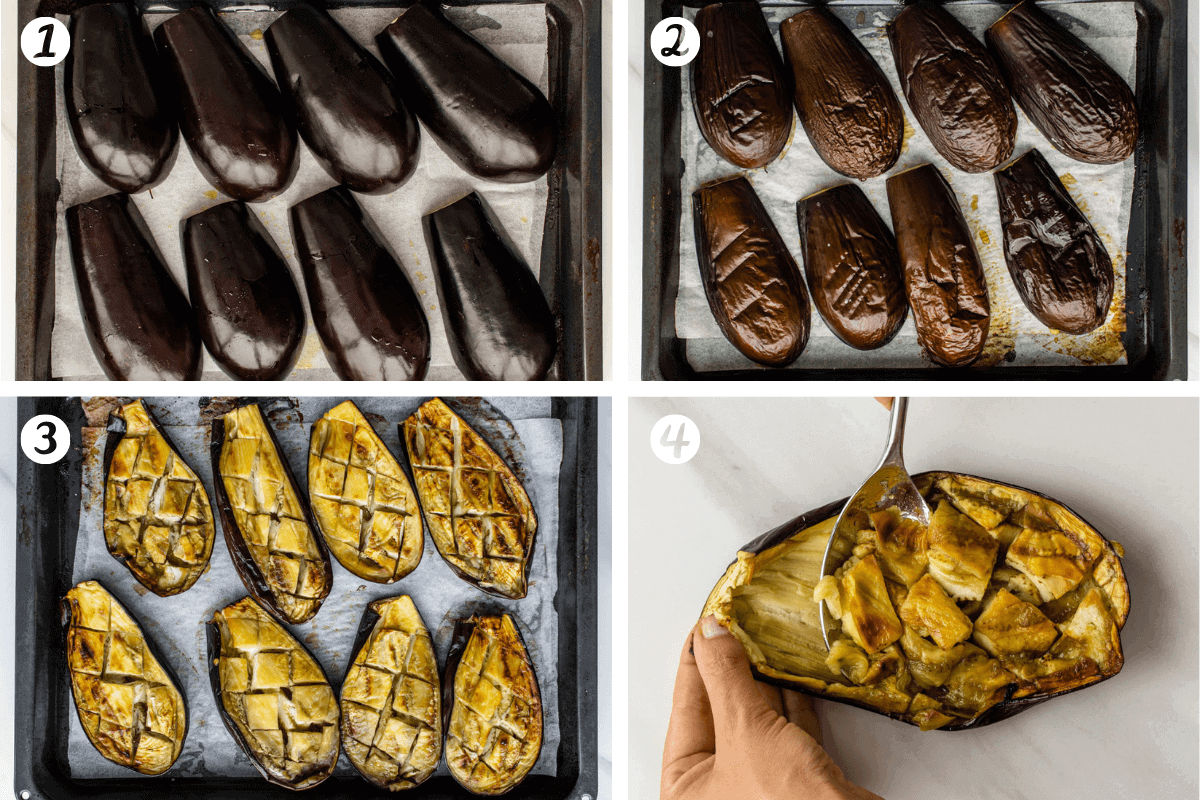 Steps to show how to cook eggplants for Kashke Bademjan