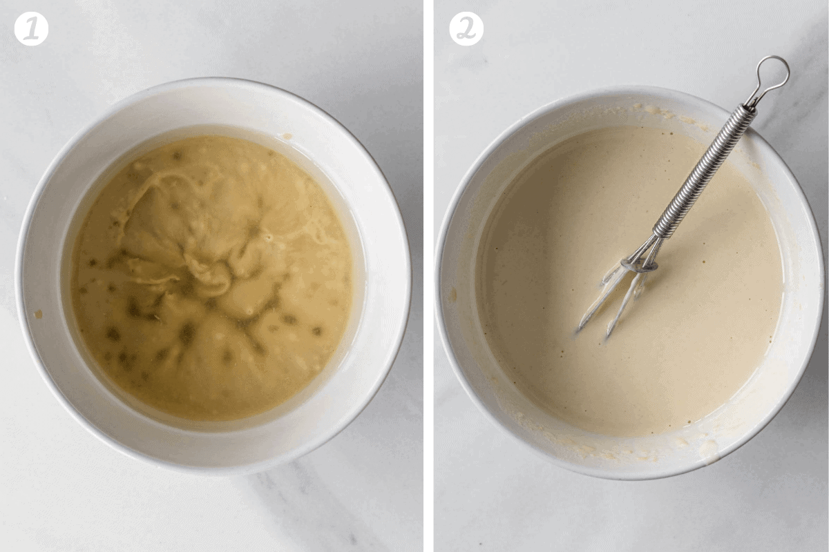 Steps on how to make tahini dressing for chopped kale salad