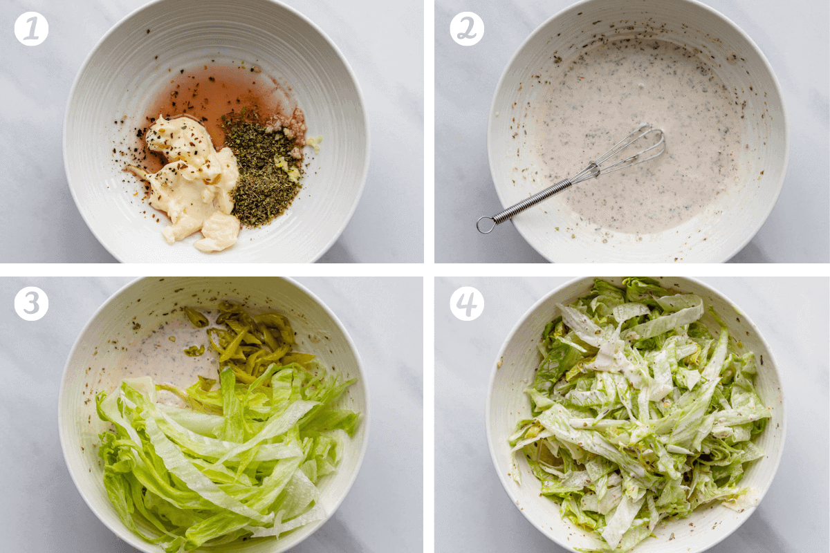 Steps to show how to make the grinder salad dressing