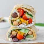 Greek Wrap cut in half and stacked