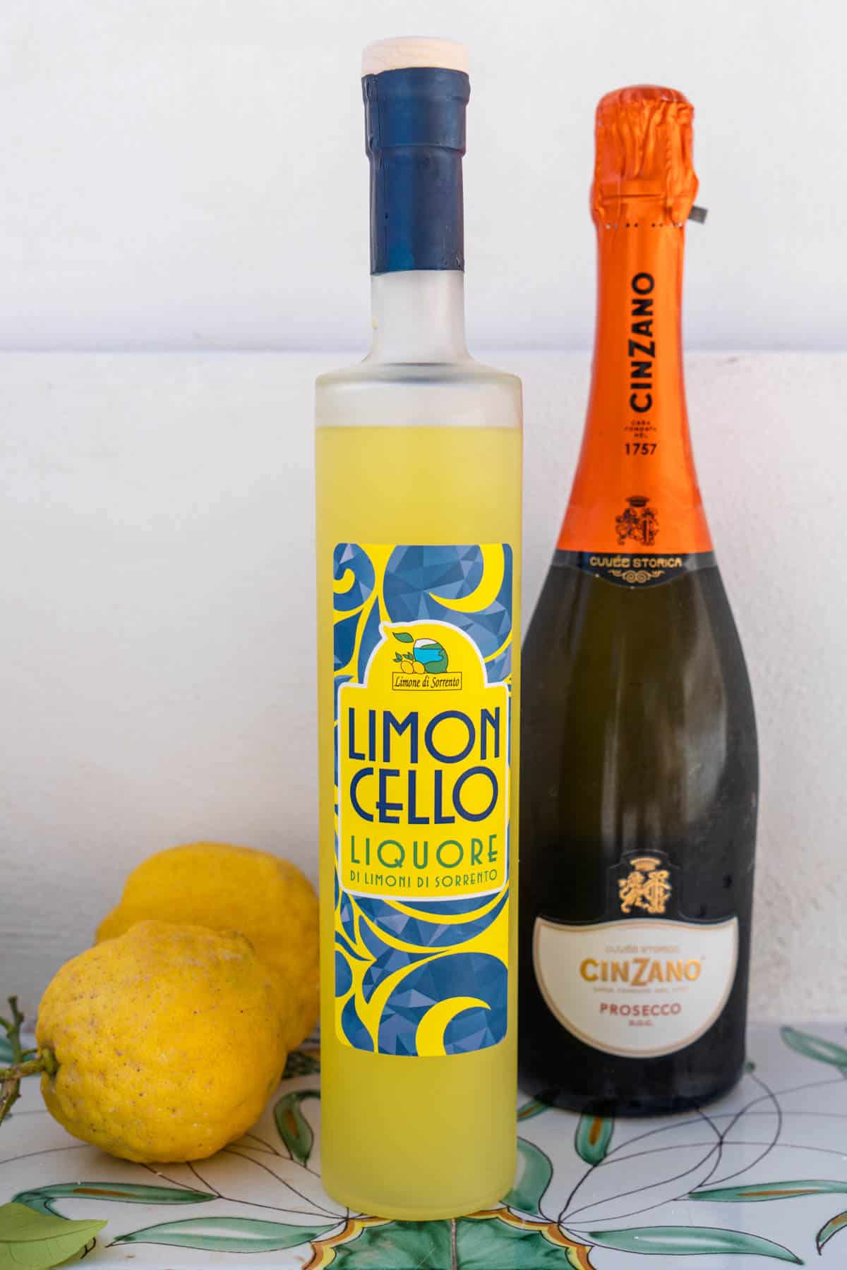 Ingredients used to make a Limoncello Spritz