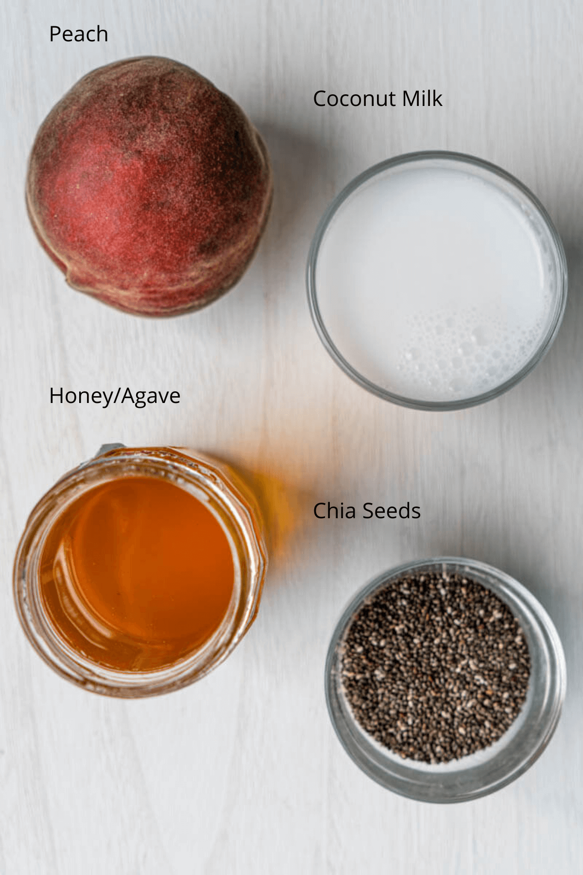 Peach chia pudding ingredients