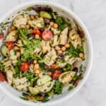 Healthy Italian Pasta Salad with chickpeas and Italian dressing