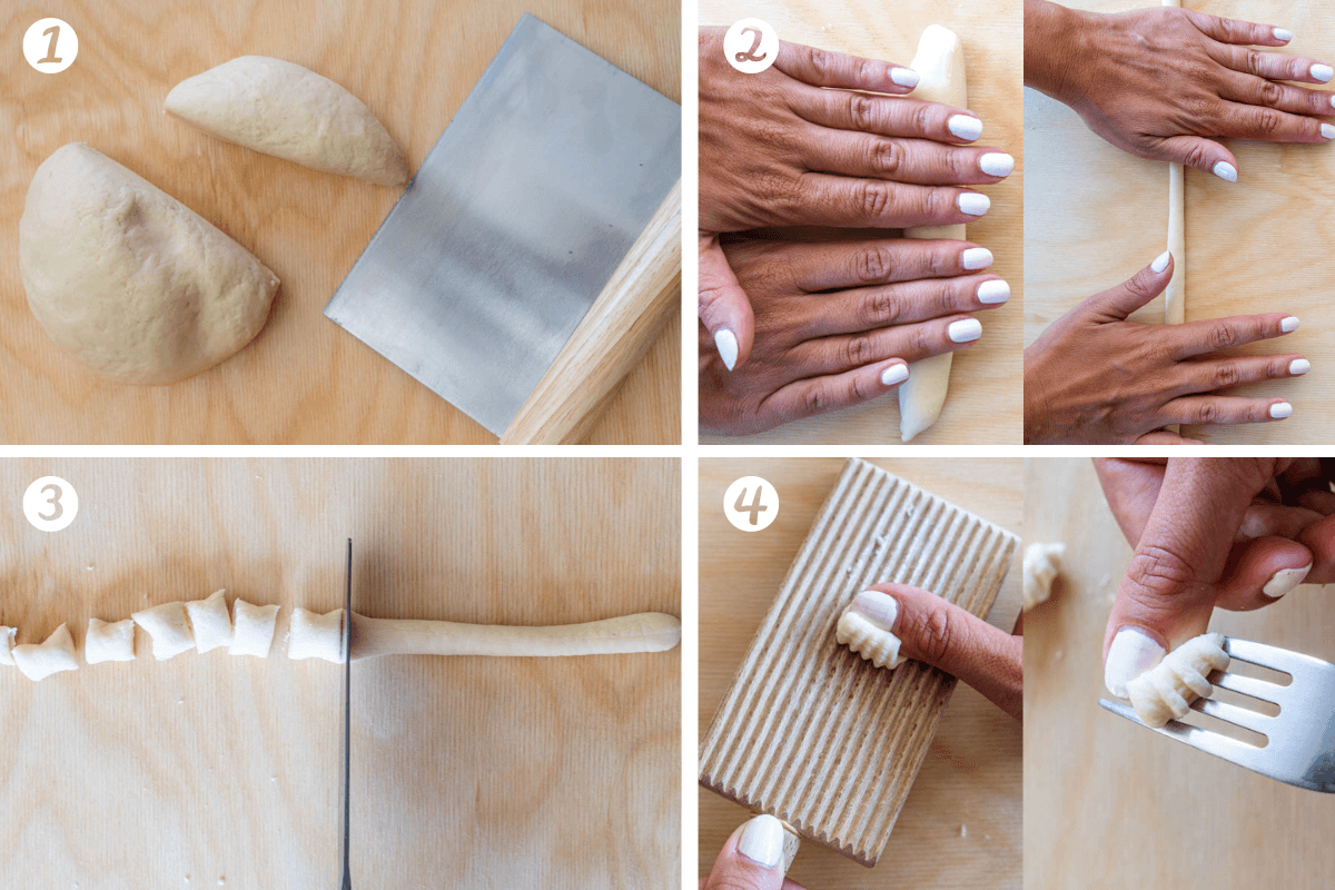 Steps on how to make gnocchetti pasta shapes