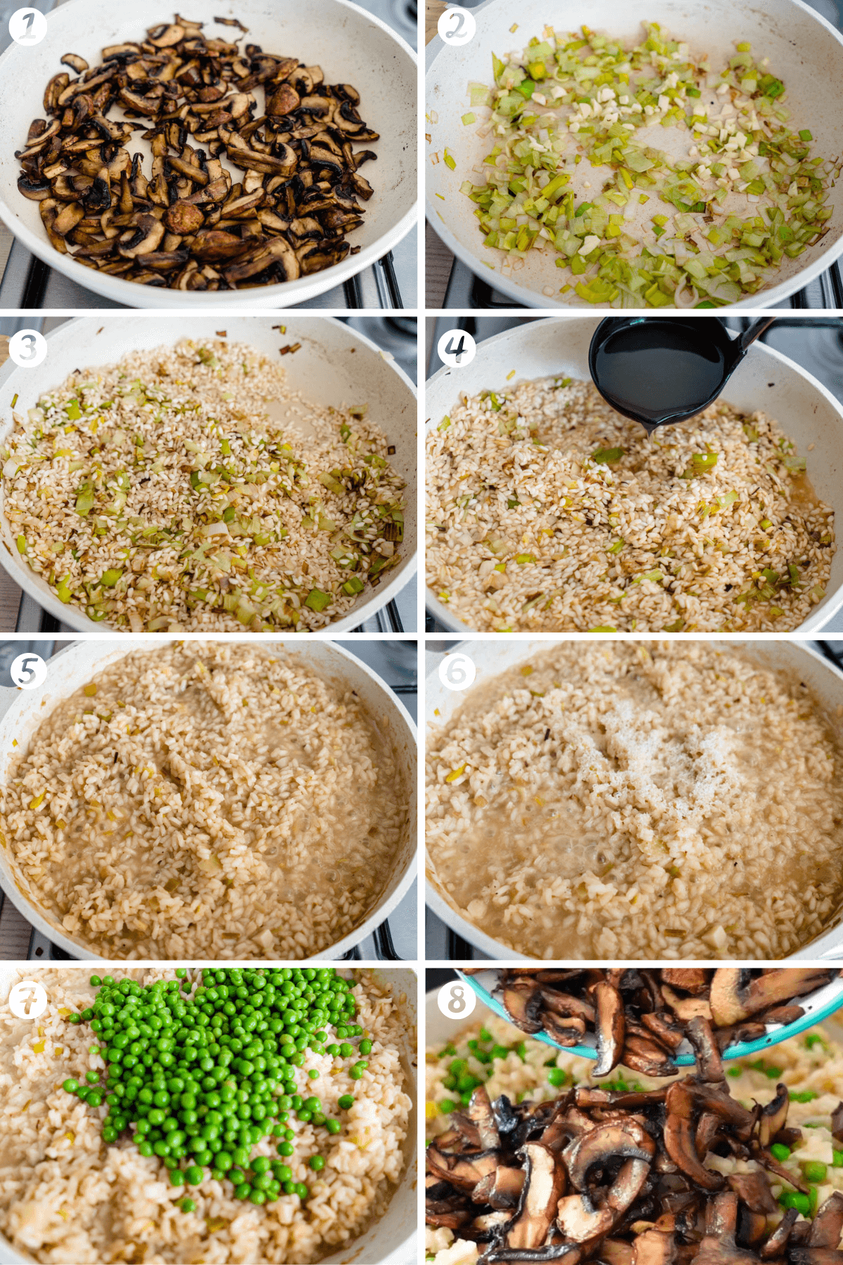 Mushroom risotto with peas how to make steps