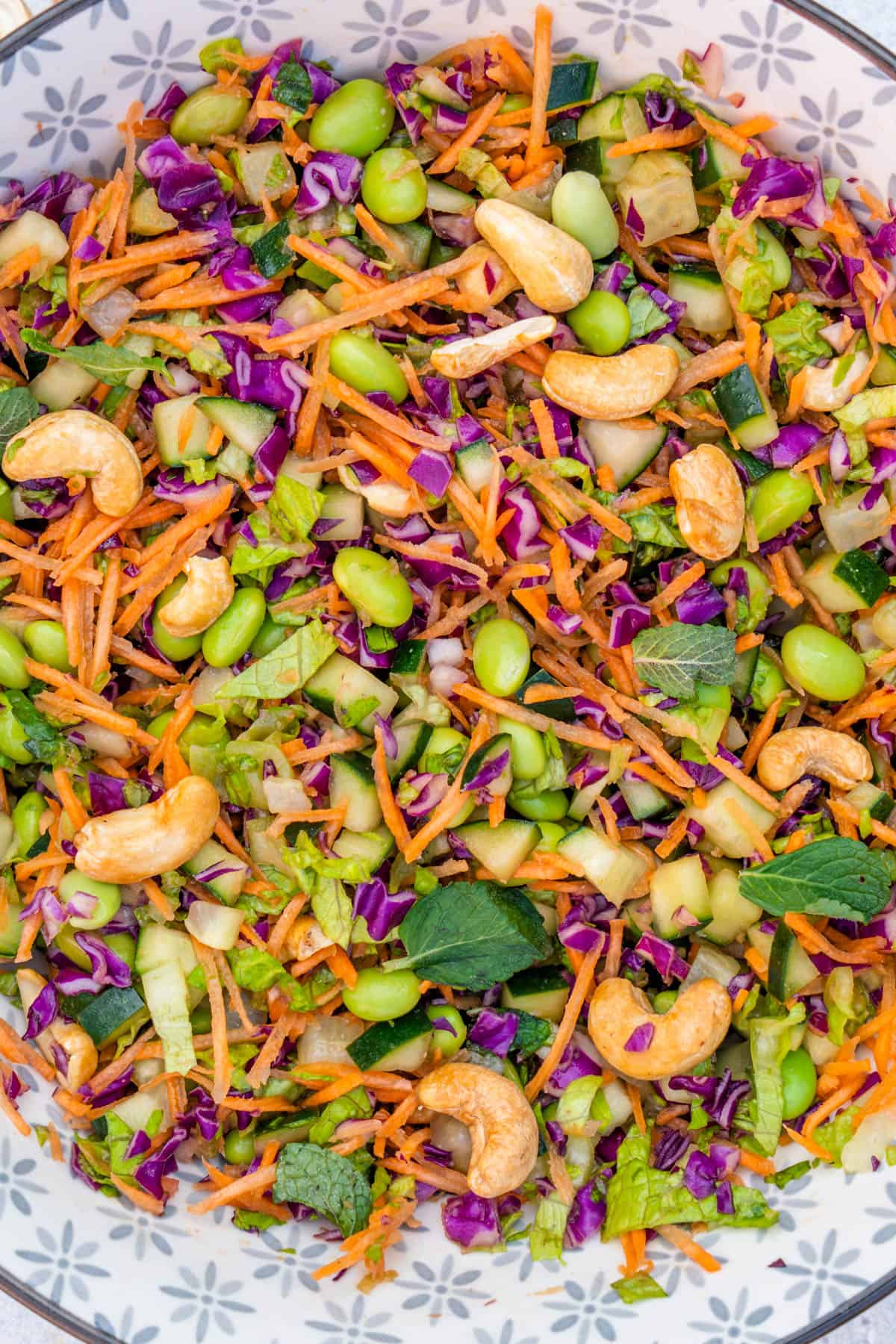 Close up of asian salad in a bowl