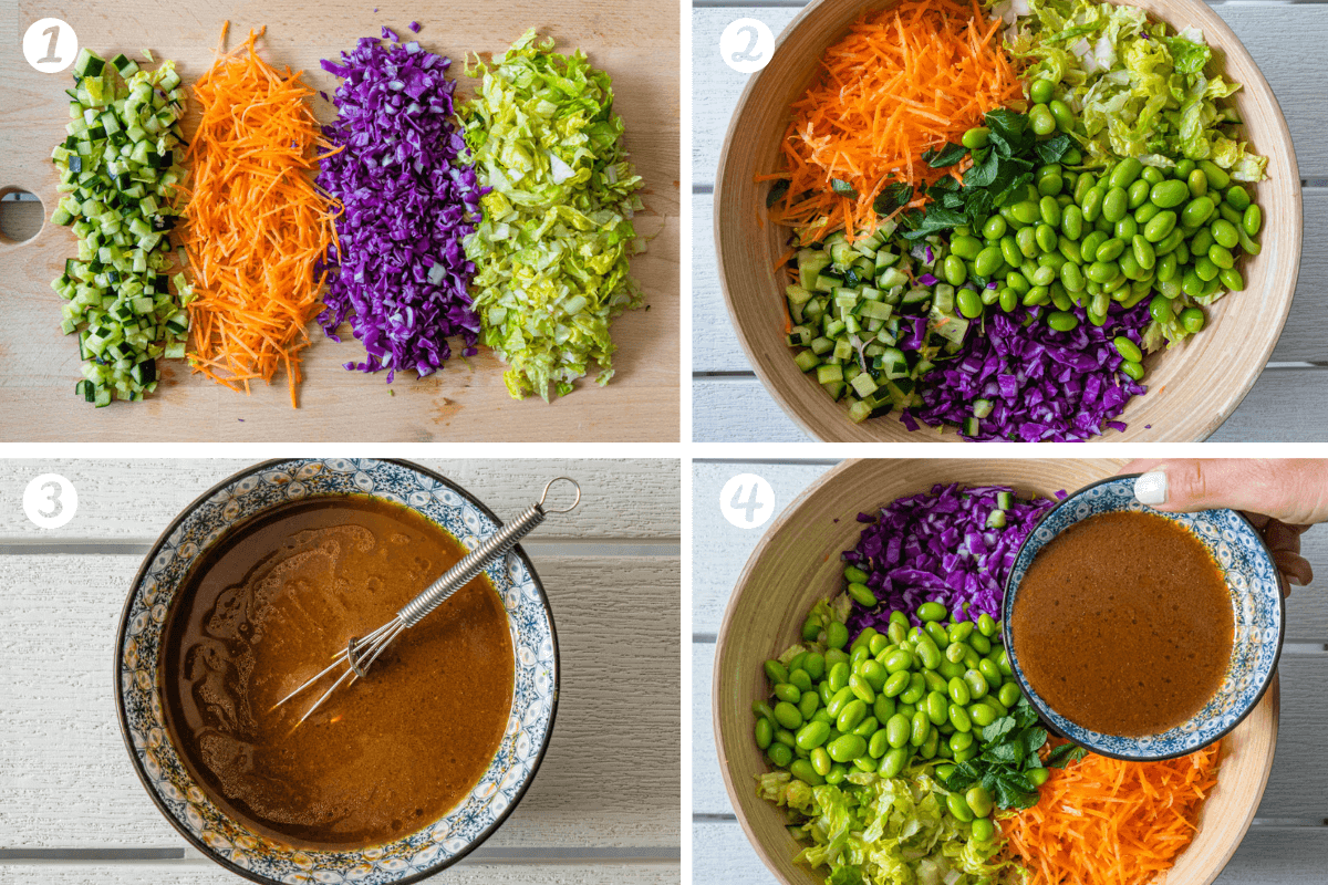 Steps on how to make a chopped asian salad