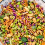 Close up of chopped asian salad in a bowl