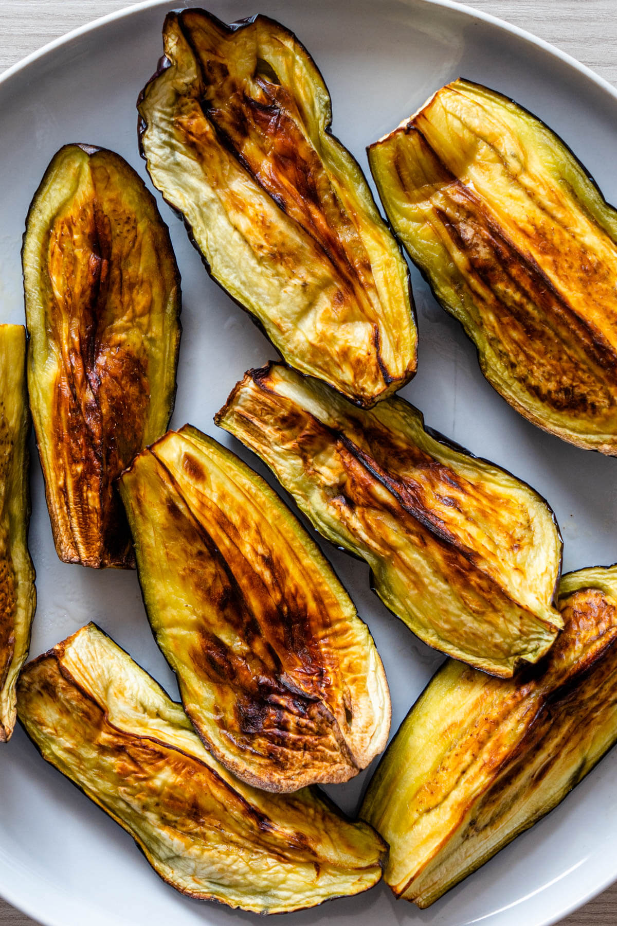 Eggplants cooked and ready to be added to tomato stew to make Khoresh Bademjan