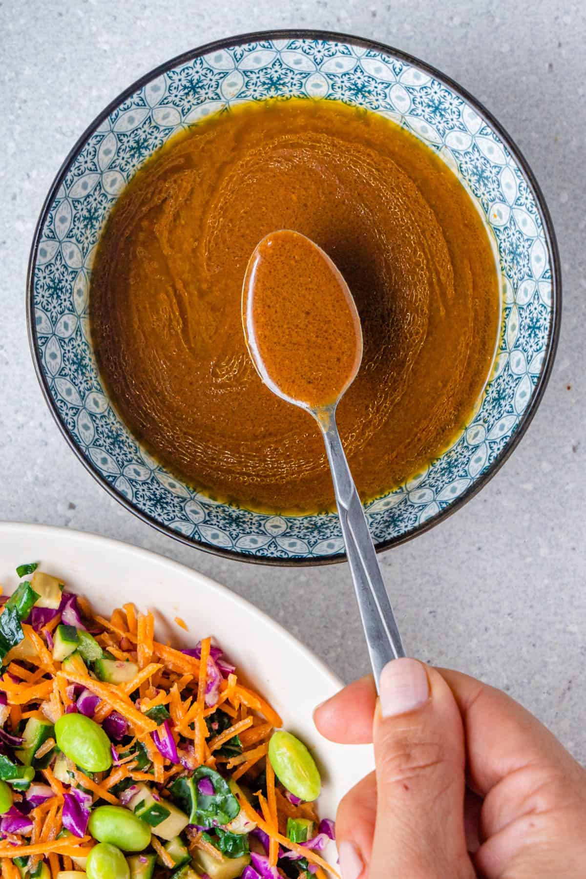 Miso dressing in small mixing bowl