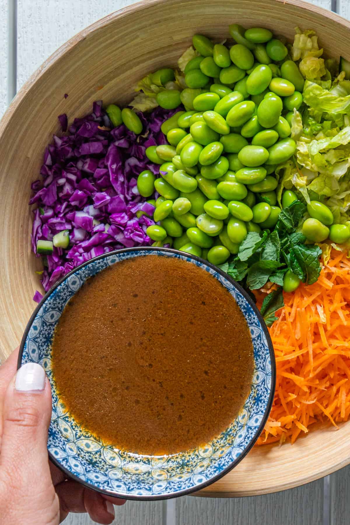 Asian Mason Jar Salad with Rice and Miso Dressing