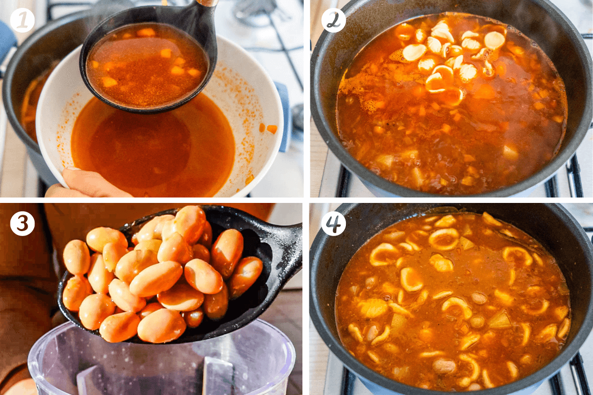 How to make Pasta e Fagioli adding beans and pasta steps