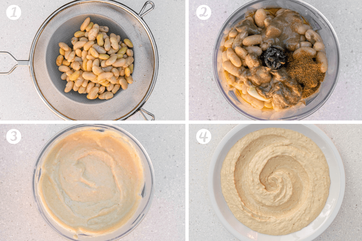 Four steps on how to make white bean dip