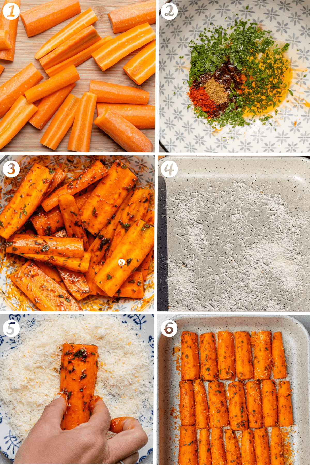 Steps on how to make parmesan crusted carrots