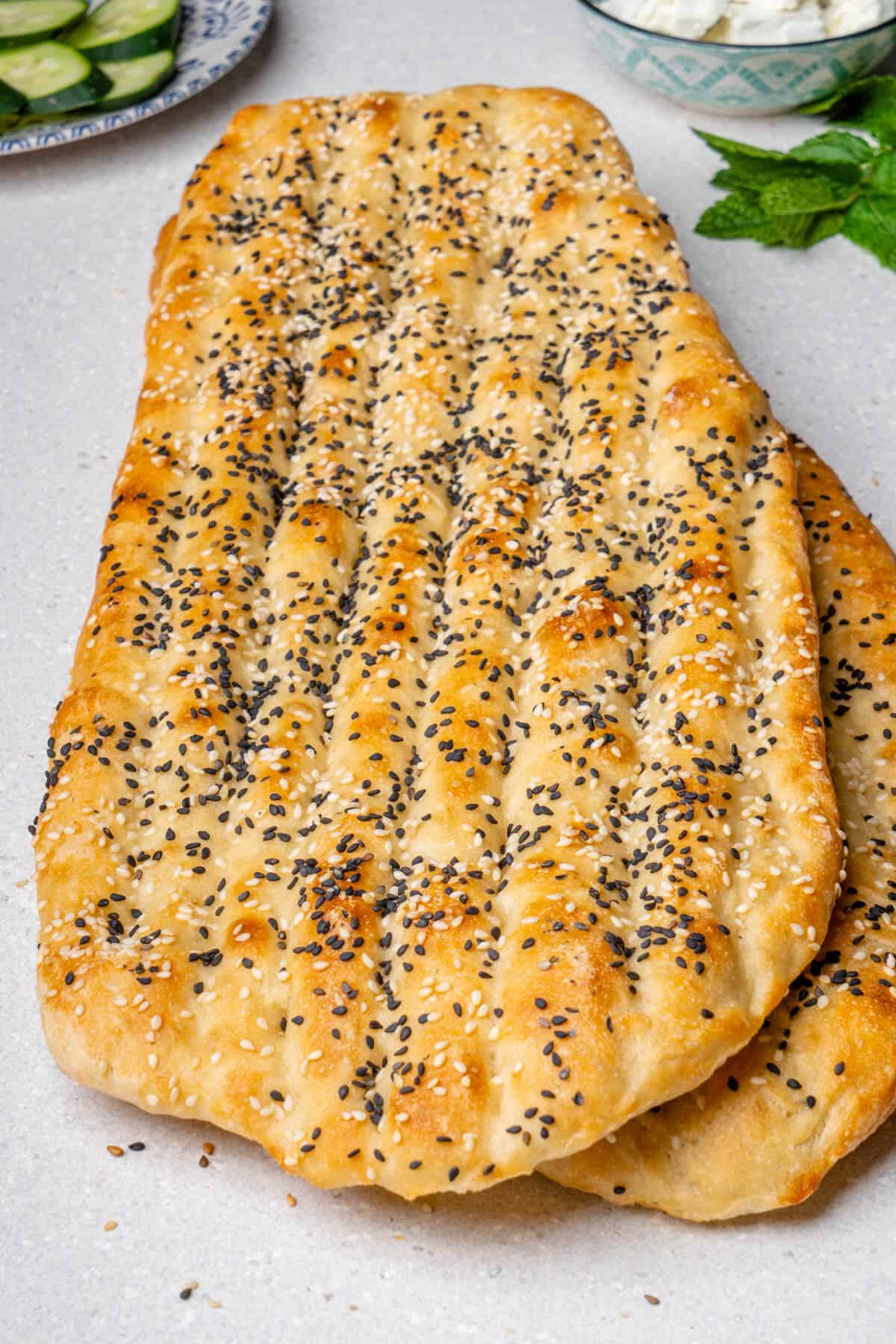Persian barbari bread stacked on top of each other