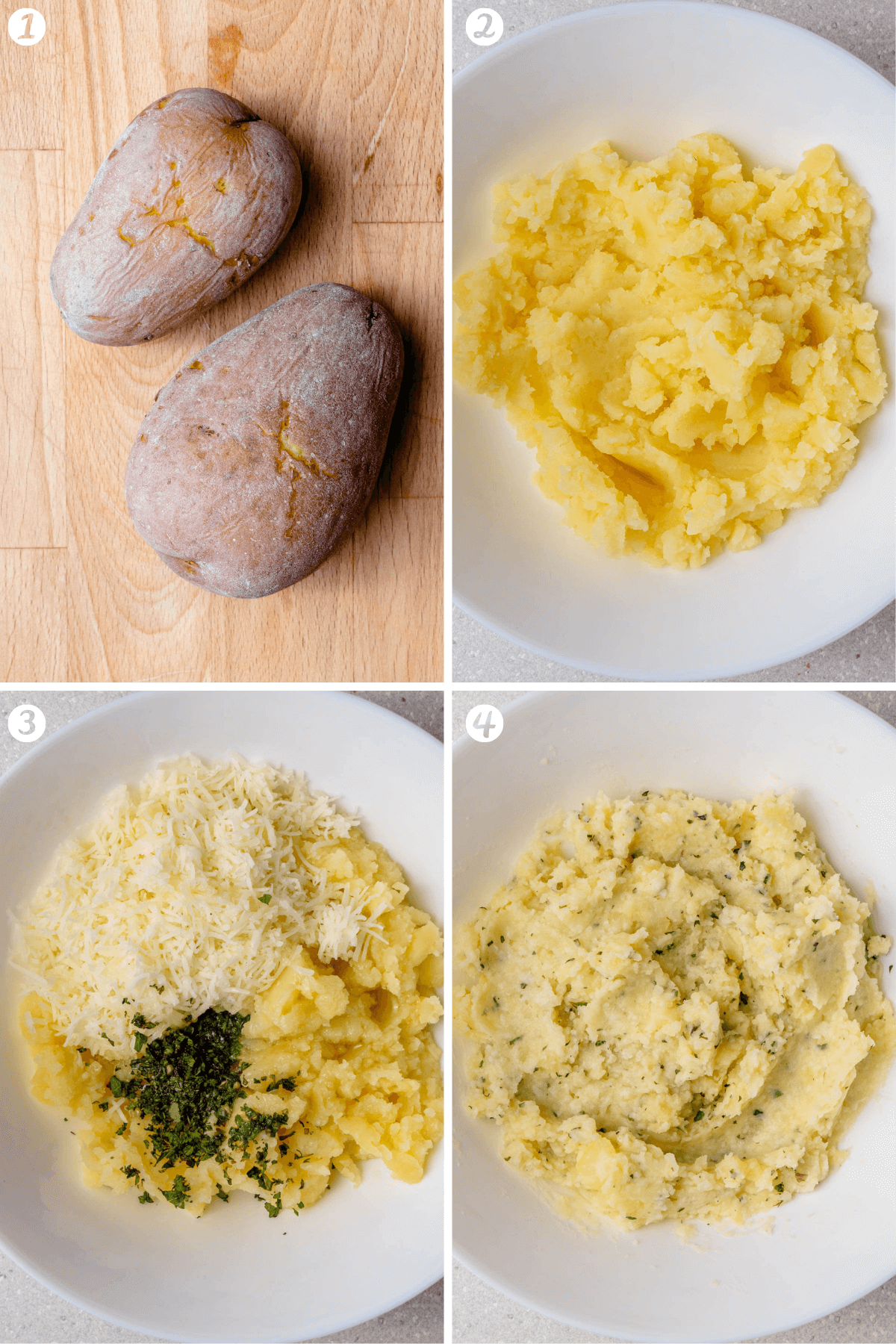 Steps on how to make the potato filling for culurgiones