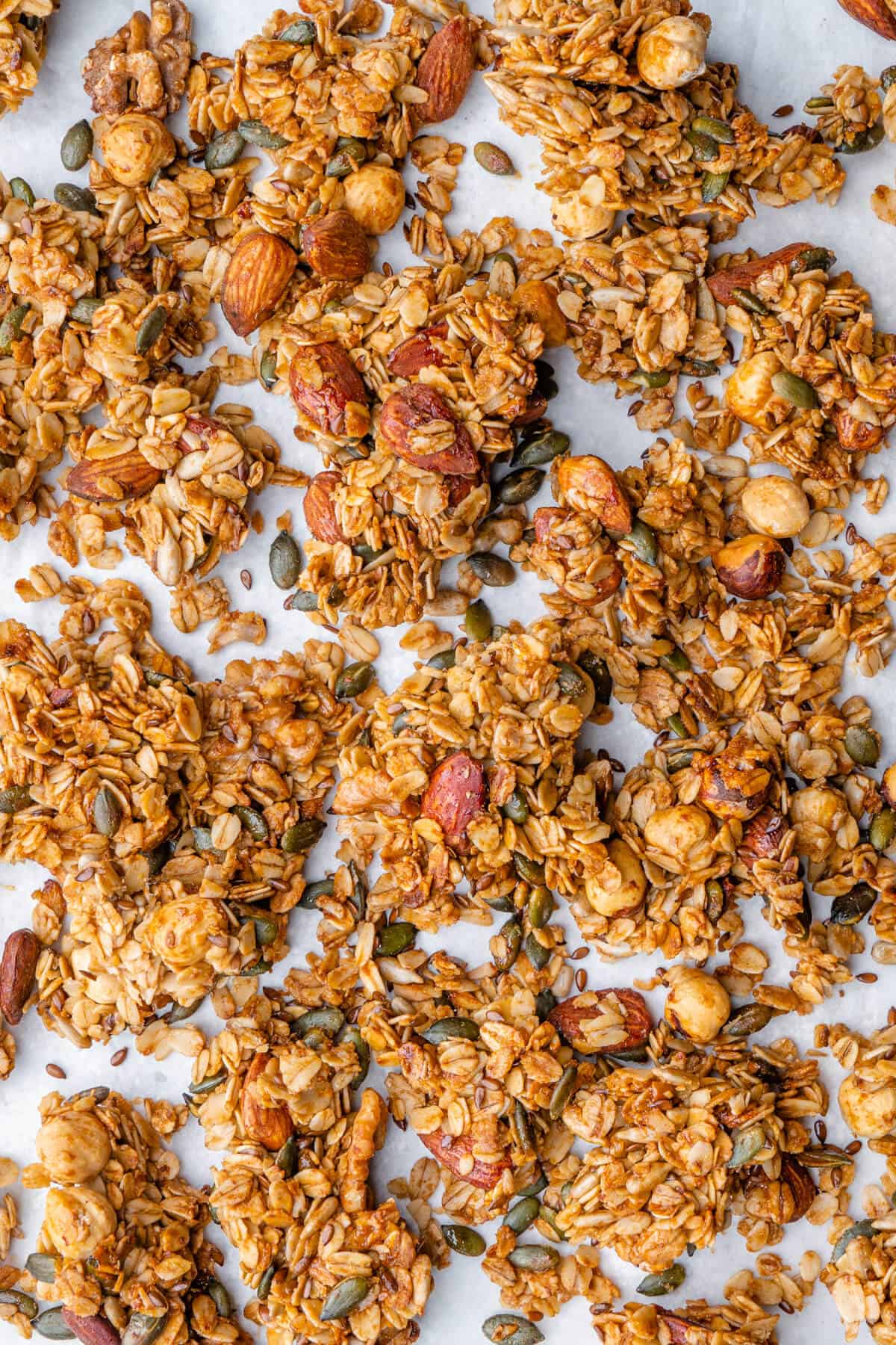 Granola clusters broken up in pieces