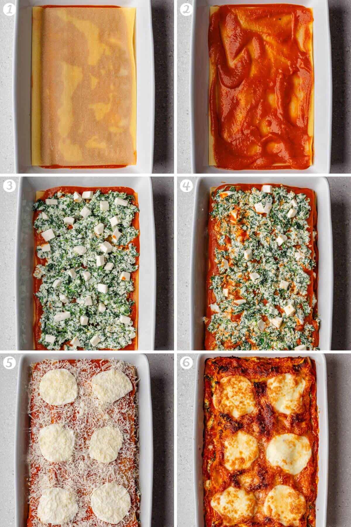 Steps on how to layer spinach lasagna