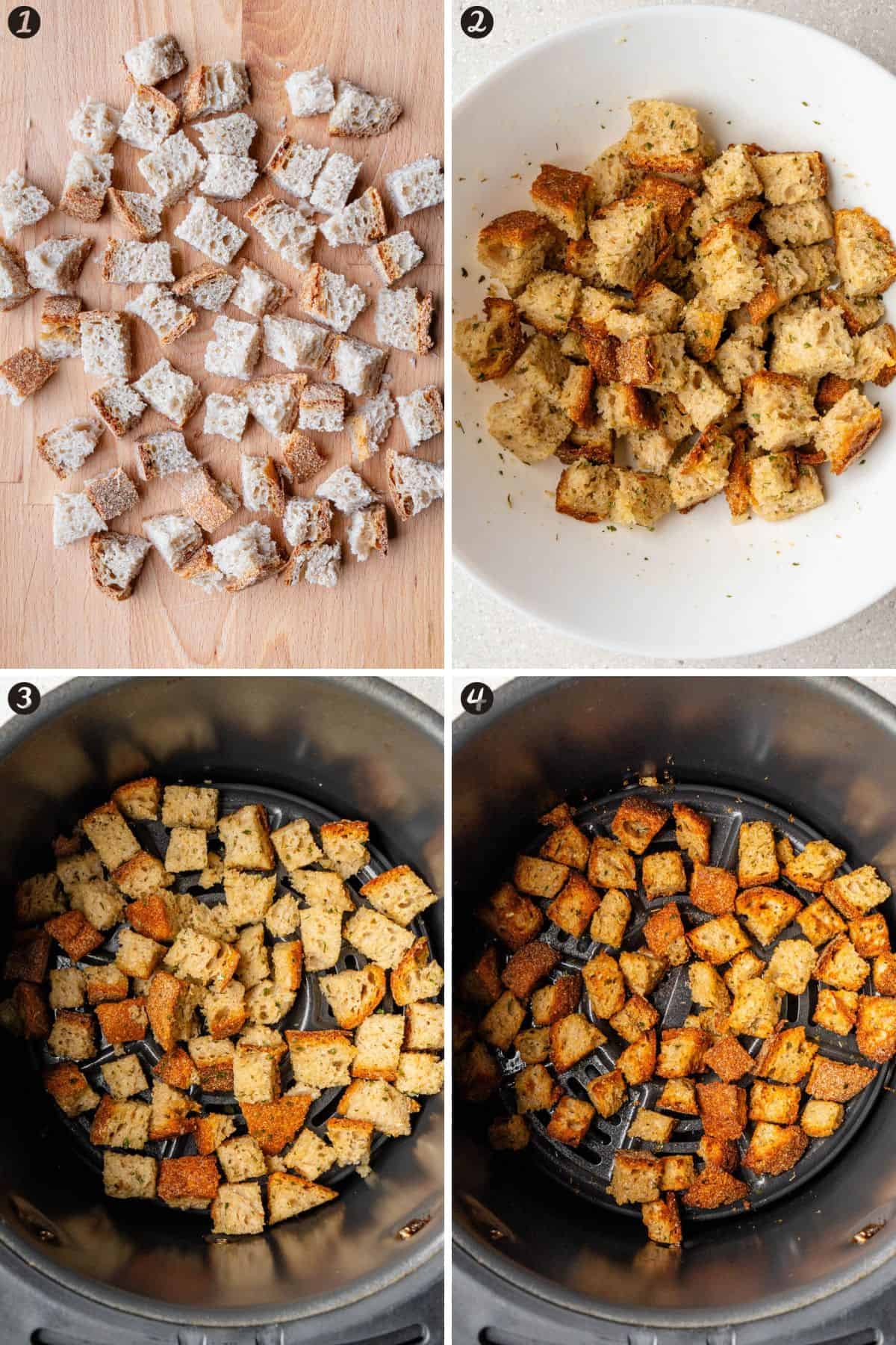 Steps on how to make air fryer croutons