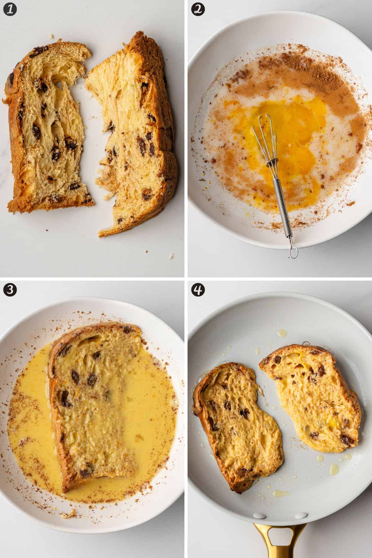 Steps on how to make panettone french toast