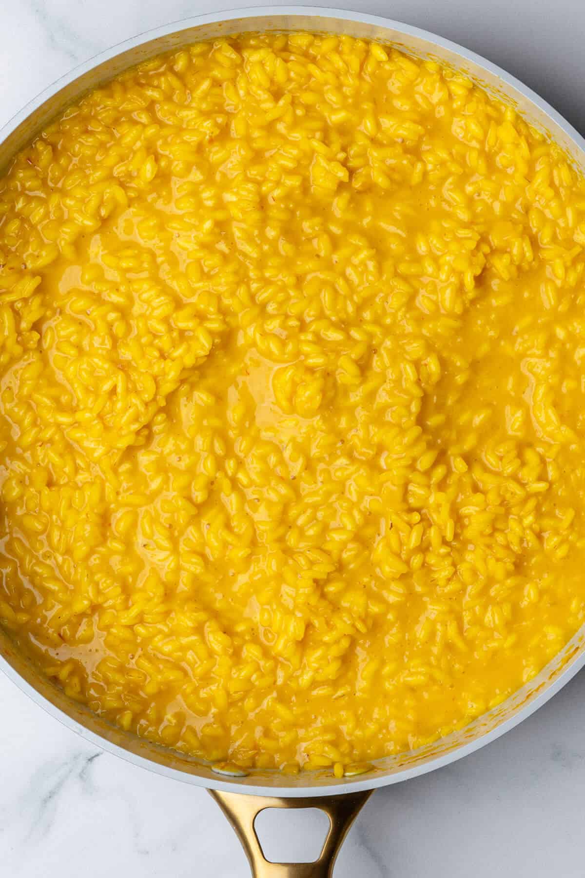 Saffron Risotto cooked in a pan