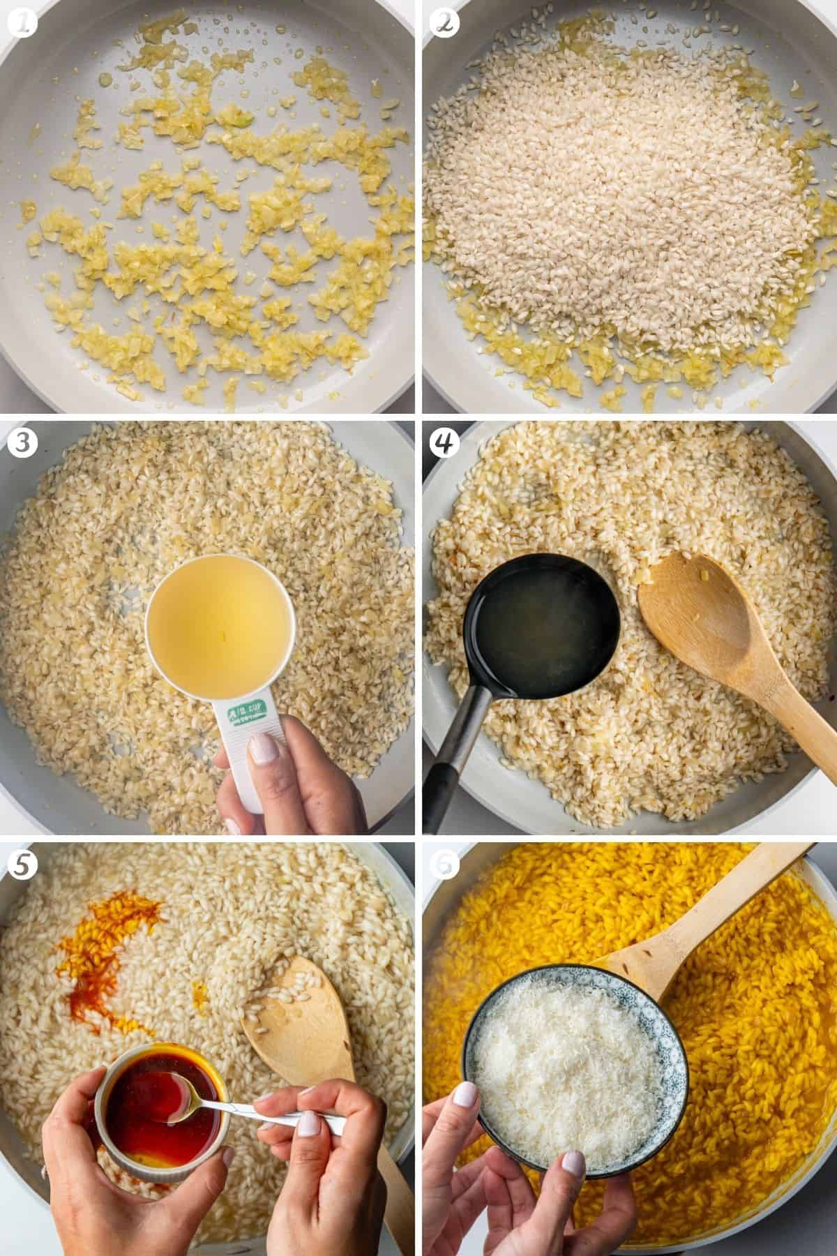 Steps on how to make saffron risotto
