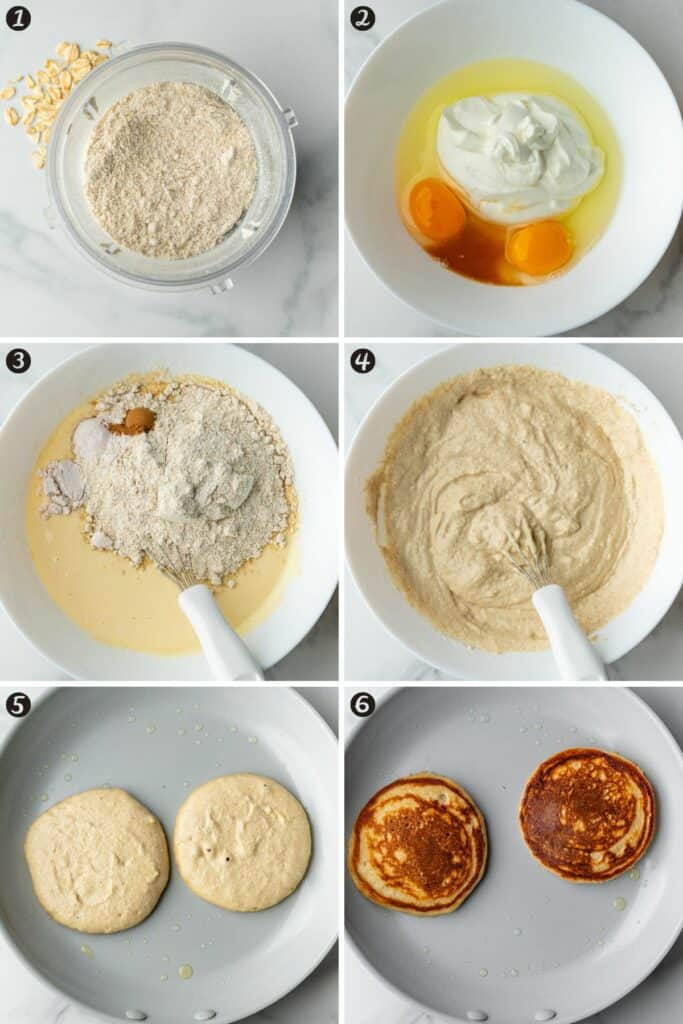 View of Greek Yogurt Pancakes (High Protein and Fluffy) - Cooking With Ayeh