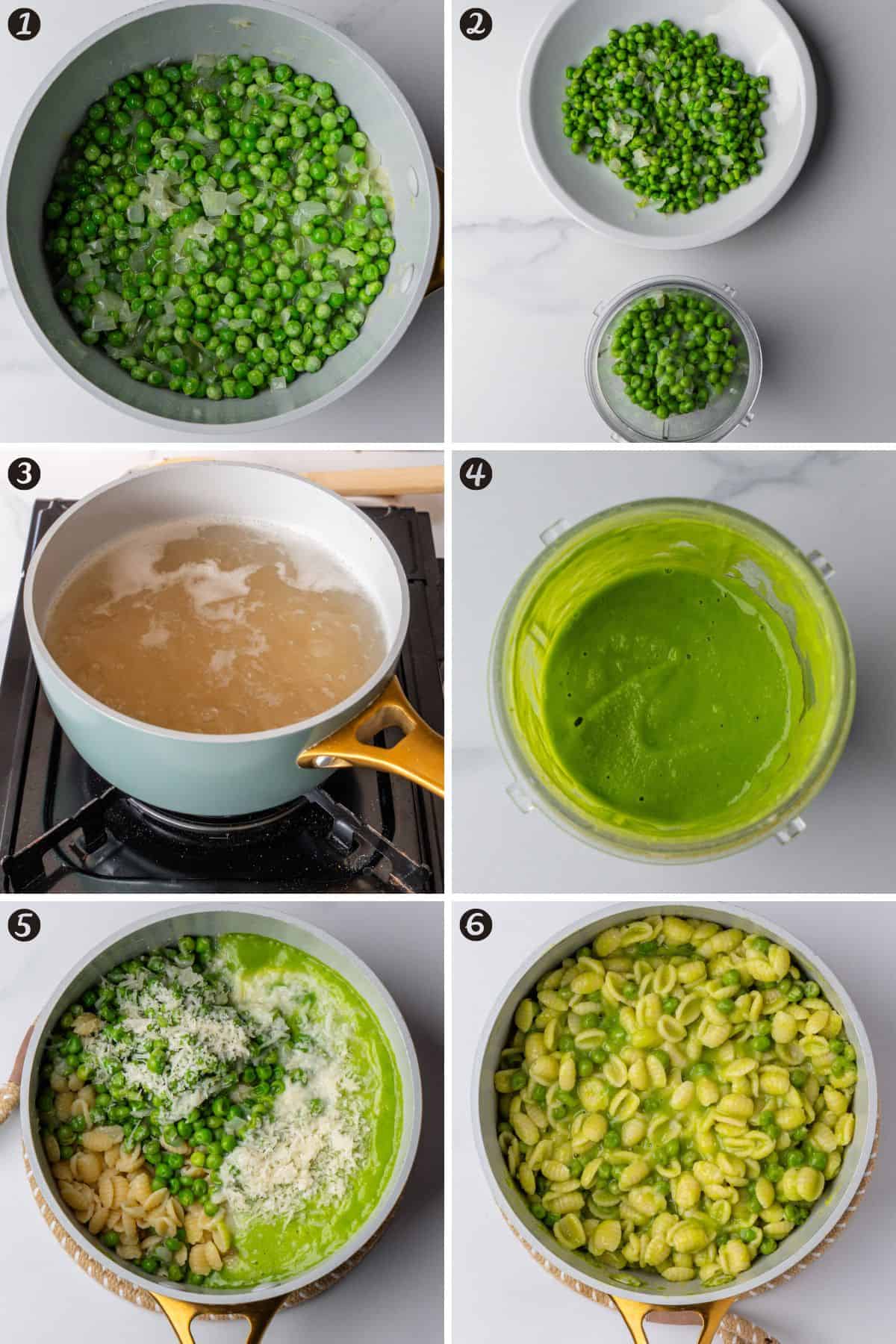 Steps on how to make pasta with peas