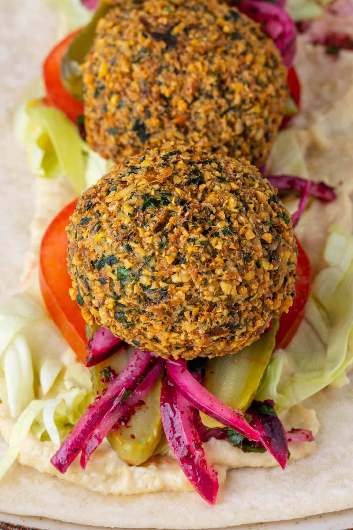 Close up of falafel balls before being wrapped