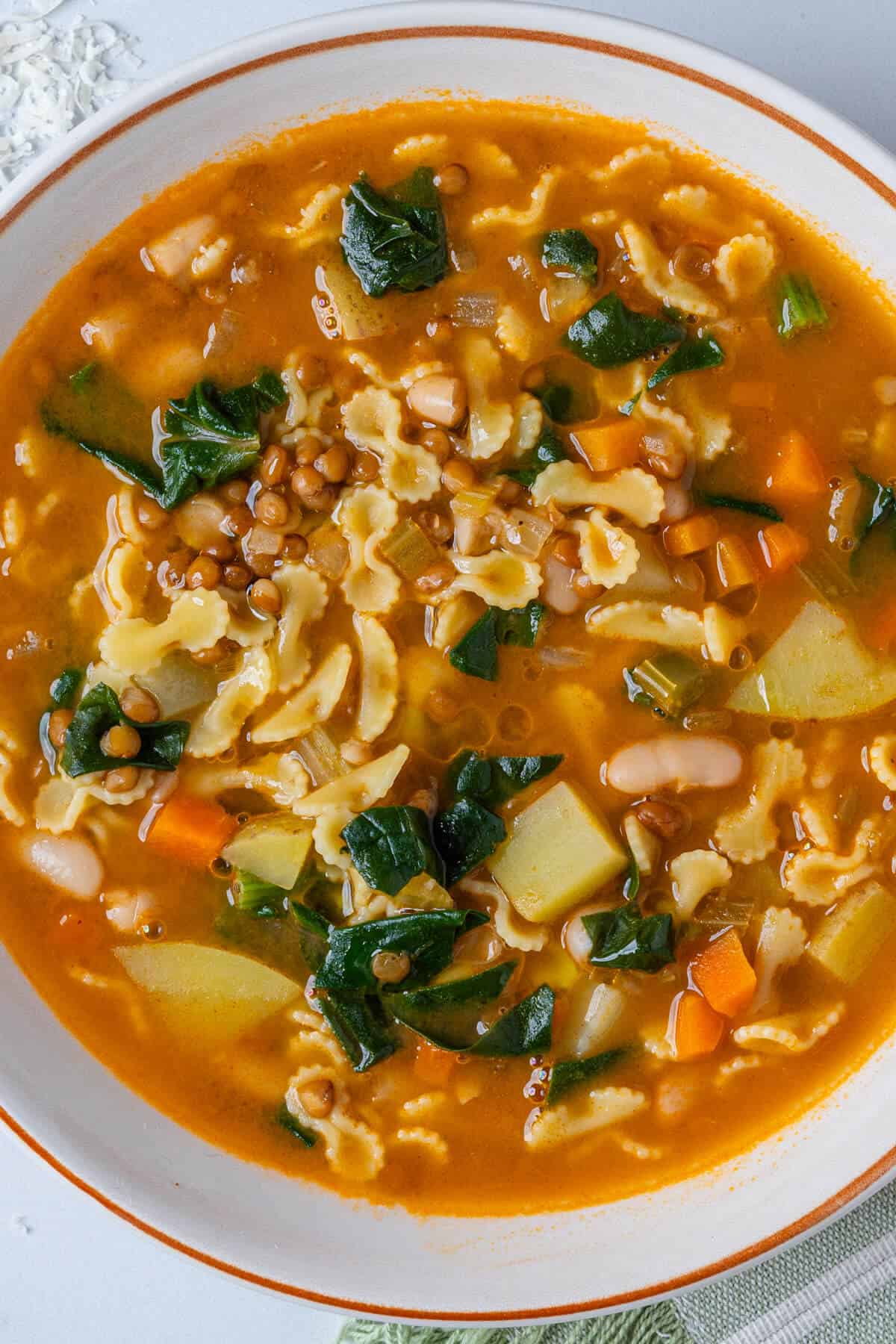 Italian minestrone soup in a bowl