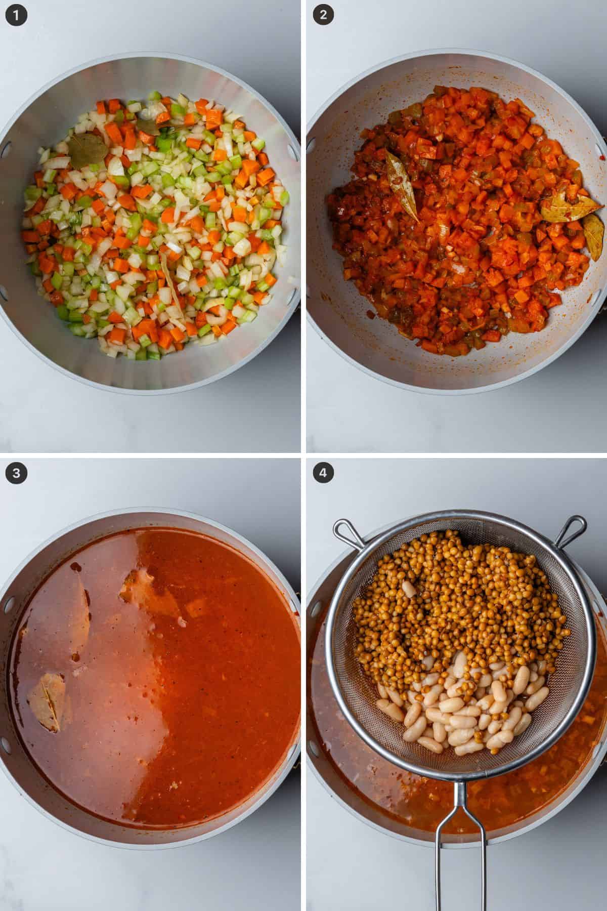 Steps on how to make minestrone soup