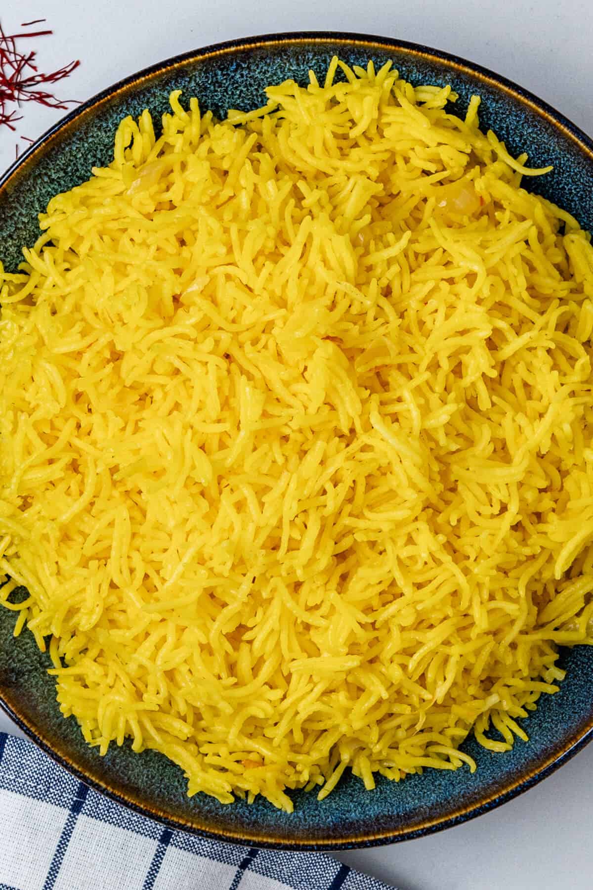 Fluffy Saffron Rice in a bowl