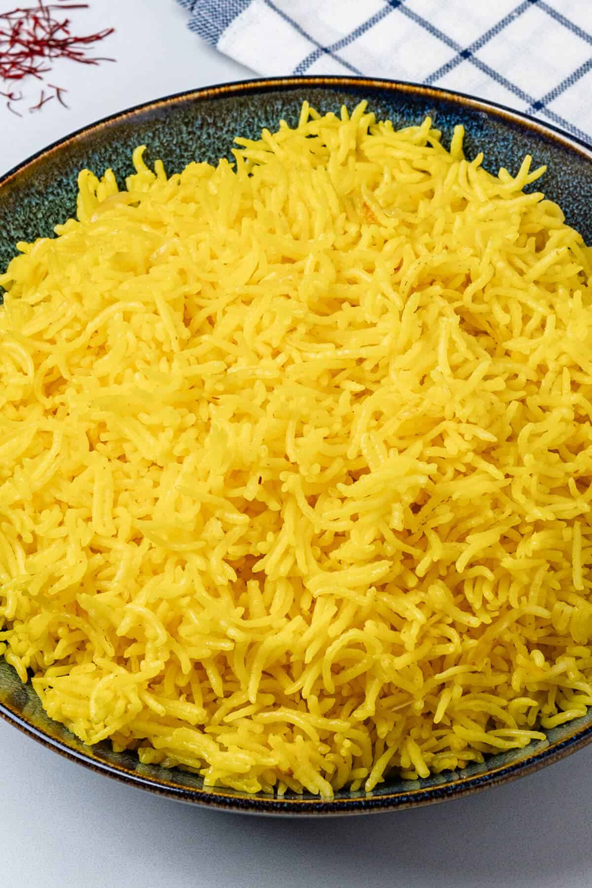 Saffron rice served in a bowl