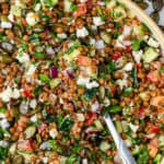 Bowl of Lentil Salad with a spoon