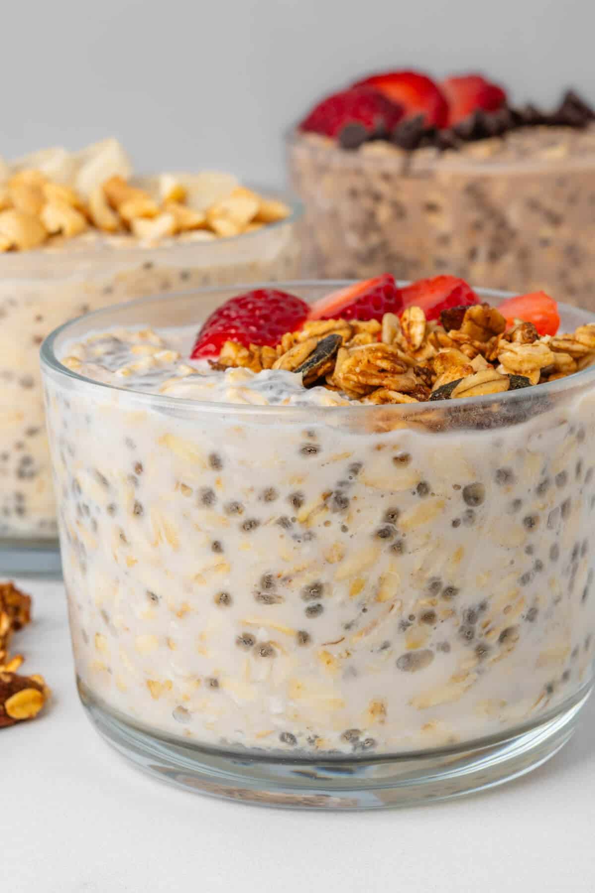 Close up to show texture of overnight oats