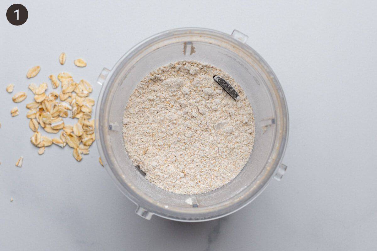 Oats blended in a blender to make oat flour