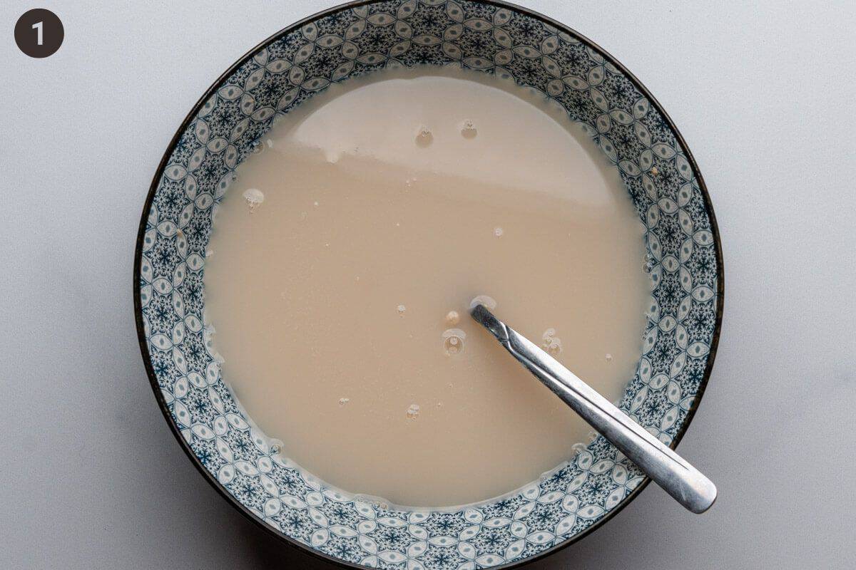 Warm water and yeast in a bowl