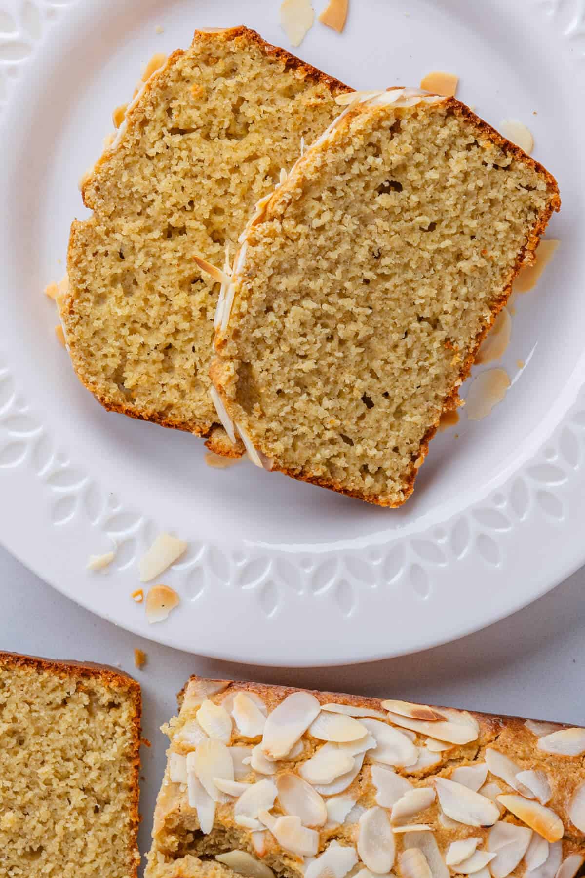 Slices of loaf cake on a plate