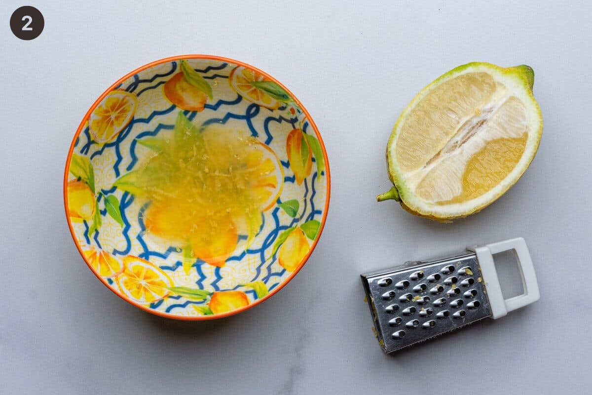 Lemon juice and zest in a bowl