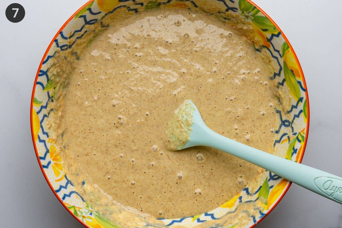 Lemon loaf cake batter in a large bowl